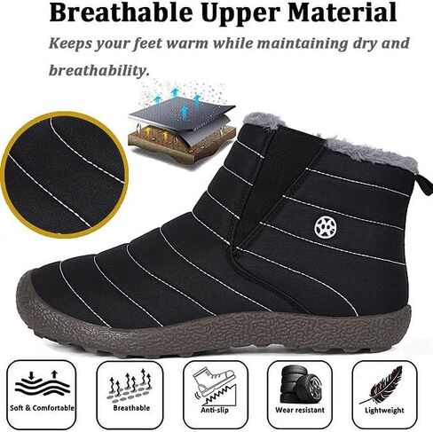 Eagsouni Womens Mens Snow Boots Winter Shoes Slip On Ankle Booties Anti-Slip Water Resistant Fully Fur Lined Outdoor Sneakers in Kuwait