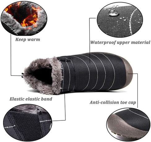 Eagsouni Womens Mens Snow Boots Winter Shoes Slip On Ankle Booties Anti-Slip Water Resistant Fully Fur Lined Outdoor Sneakers in Kuwait