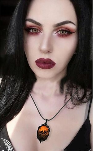 Gothic Glass Pendant Necklace for Women Vintage Rope Chain Witch Bat Mystic Witch Choker Necklace Punk Dark Style Statement Necklace Halloween Jewelry Gift Accessories in Saudi Arabia