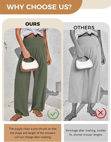 Women Linen Palazzo Pants Wide Leg Casual Pant Summer High Waist Lounge Pants 2024 Loose Baggy Beach Travel Clothes in Saudi Arabia