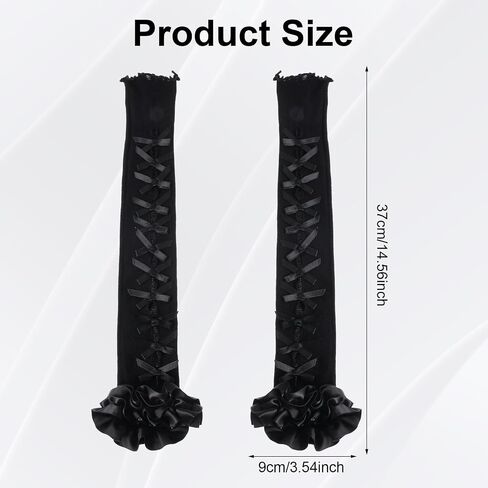 Fingerless Lace Gloves Women With Bow Long Arm Warmers Y2k for Lolita Dress Mesh Ruffles Lace Arm Sleeves For Wedding in Saudi Arabia