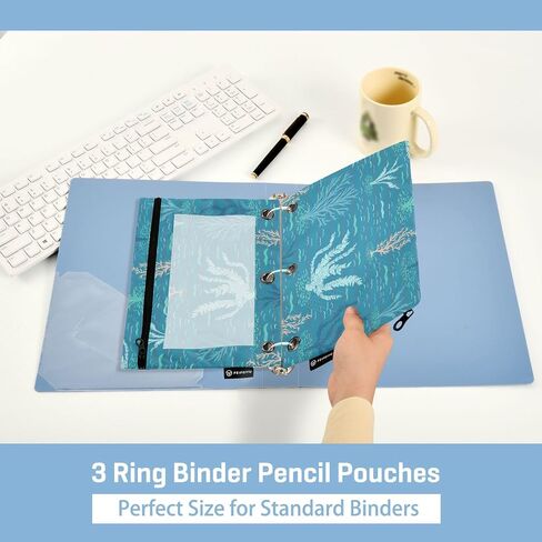 Leopard Giraffe Zebra Print Binder Pencil Pouch for 3 Ring Pencil Pouch with Zipper Clear Window Pencil Case for Organization Offic Supplies in Saudi Arabia