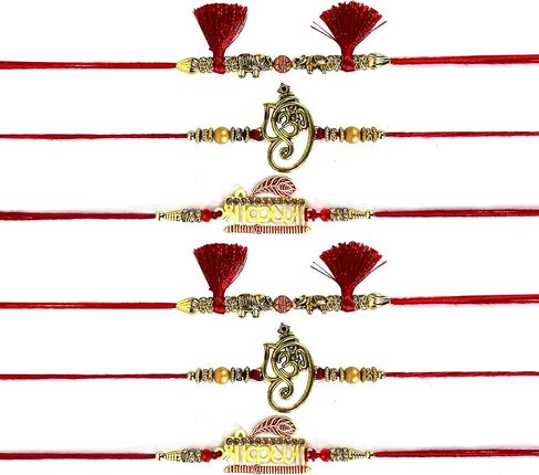 مجموعة من 6 خيوط راخي متنوعة، راخي للأخت، هدية راكشا باندا لأخيك، سوار راخي للأخ المحب، الأب، بهابهي، بهايا (راخي + رولي تيكا كومبو) in Kuwait