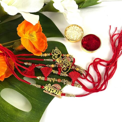 مجموعة من 6 خيوط راخي متنوعة، راخي للأخت، هدية راكشا باندا لأخيك، سوار راخي للأخ المحب، الأب، بهابهي، بهايا (راخي + رولي تيكا كومبو) in Kuwait