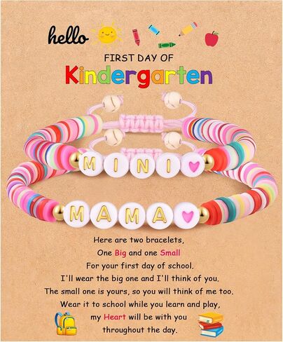 First Day of School Gift Kindergarten Prek Bracelet Mommy and Me Bracelets Back to School Gifts Adjustable Cross Bracelets for Kids Girls Boys Jewelry Gift in Saudi Arabia
