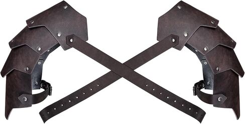 HiiFeuer من الجلد الصناعي من العصور الوسطى بولدرون مزدوج مع حزام عريض بربري وواقي للذراع من الشمال، زي فارس المرتزقة العتيق in Kuwait