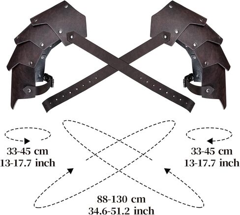 HiiFeuer من الجلد الصناعي من العصور الوسطى بولدرون مزدوج مع حزام عريض بربري وواقي للذراع من الشمال، زي فارس المرتزقة العتيق in Kuwait