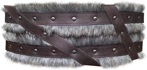 HiiFeuer من الجلد الصناعي من العصور الوسطى بولدرون مزدوج مع حزام عريض بربري وواقي للذراع من الشمال، زي فارس المرتزقة العتيق in Kuwait