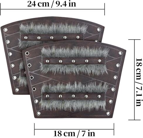 HiiFeuer من الجلد الصناعي من العصور الوسطى بولدرون مزدوج مع حزام عريض بربري وواقي للذراع من الشمال، زي فارس المرتزقة العتيق in Kuwait
