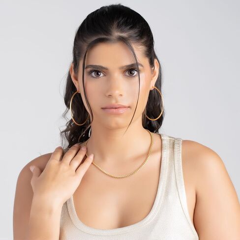 Barzel 18K Gold Plated Endless Hoop Earrings, 3mm Thick, Varying Sizes 40-70mm, High Polish Finish, Tarnish Free in Saudi Arabia