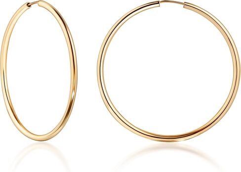 Barzel 18K Gold Plated Endless Hoop Earrings, 3mm Thick, Varying Sizes 40-70mm, High Polish Finish, Tarnish Free in Saudi Arabia