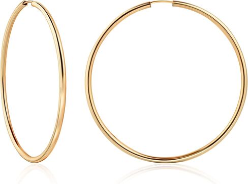 Barzel 18K Gold Plated Endless Hoop Earrings, 3mm Thick, Varying Sizes 40-70mm, High Polish Finish, Tarnish Free in Saudi Arabia