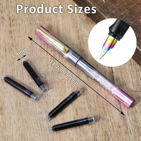 Fountain Pen Set, Colored Plastic Fountain Pen With 4 Black Ink and 4 Blue Ink 0.38mm Extra Fine Point Business Writing Pen for Journaling Signature School Office Gift Supplies (Blue gradient) in Saudi Arabia