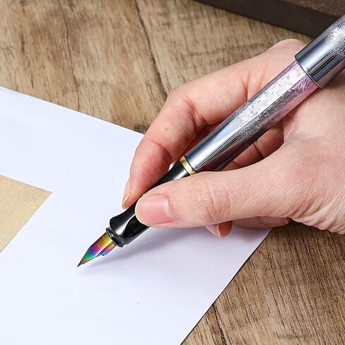 Fountain Pen Set, Colored Plastic Fountain Pen With 4 Black Ink and 4 Blue Ink 0.38mm Extra Fine Point Business Writing Pen for Journaling Signature School Office Gift Supplies (Blue gradient) in Saudi Arabia
