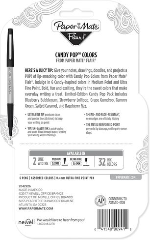 Paper Mate Flair Felt Tip Pens, Ultra Fine Point, Limited Edition Candy Pop Pack, Box of 16 in Saudi Arabia