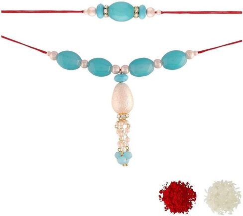 مجموعة كومبو لومبا راخي المعلقة من مصمم المهرجان الهندي بهايا بهابهي من آي جويلز لراكشابهاندان الخاصة (R016-71CO) in Kuwait