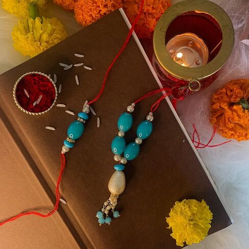 مجموعة كومبو لومبا راخي المعلقة من مصمم المهرجان الهندي بهايا بهابهي من آي جويلز لراكشابهاندان الخاصة (R016-71CO) in Kuwait