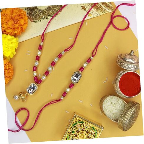 I Jewels Indian Festival Designer Bhaiya Bhabhi Hanging Lumba Rakhi Combo Set for Rakshabhandan Special (R016-71CO) in Saudi Arabia
