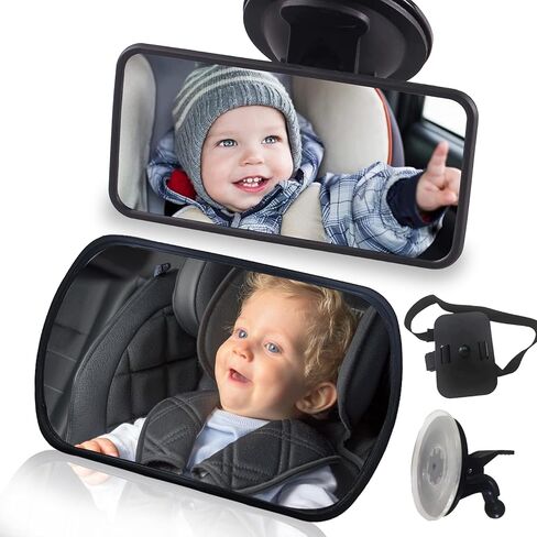venveal مرآة سيارة الطفل، مرآة الطفل سيارة شفط كأس مرآة مقعد السيارة للطفل الخلفي الذي يواجه الأمام مرآة الرضع قابل للتعديل سلامة الطفل واسعة واضحة مرآة الرؤية الخلفية in Kuwait