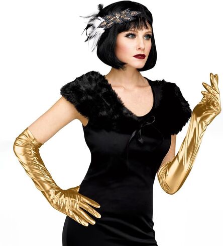 Women's Faux Leather Adult Long Gloves Party Patent Sexy Wet Look Gloves Halloween Cosplay Accessories in Saudi Arabia
