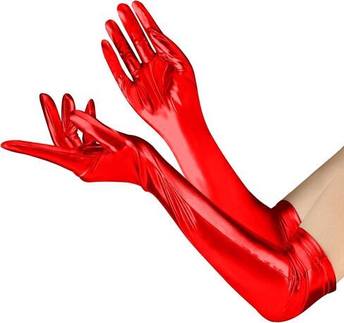 Women's Faux Leather Adult Long Gloves Party Patent Sexy Wet Look Gloves Halloween Cosplay Accessories in Saudi Arabia