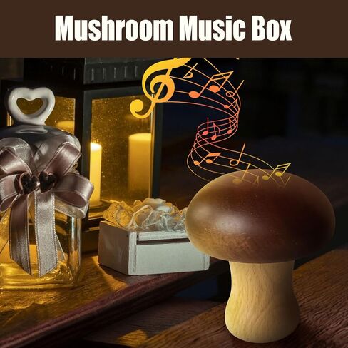 Mushroom Wooden Carousel Rotating Music Box,Solid Wooden Mushroom Shape Clockwork Music Box, Vintage Solid Wood Gift for Girls Birthday Gifts, Plays Beautiful and Peaceful Melody Music (No Battery) in Saudi Arabia