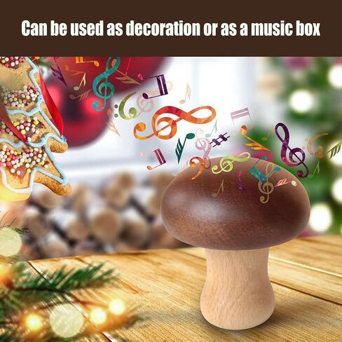 Mushroom Wooden Carousel Rotating Music Box,Solid Wooden Mushroom Shape Clockwork Music Box, Vintage Solid Wood Gift for Girls Birthday Gifts, Plays Beautiful and Peaceful Melody Music (No Battery) in Saudi Arabia