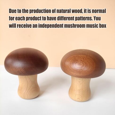 Mushroom Wooden Carousel Rotating Music Box,Solid Wooden Mushroom Shape Clockwork Music Box, Vintage Solid Wood Gift for Girls Birthday Gifts, Plays Beautiful and Peaceful Melody Music (No Battery) in Saudi Arabia