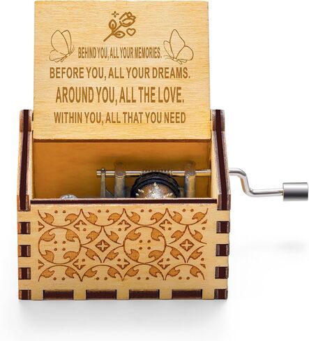 هدايا ملهمة للنساء، هدايا تقدير الصداقة في عيد الأم وعيد الميلاد والتخرج، فكرة هدية فريدة من نوعها لصندوق الموسيقى الخشبي المنقوش لأفضل صديق لها in Kuwait