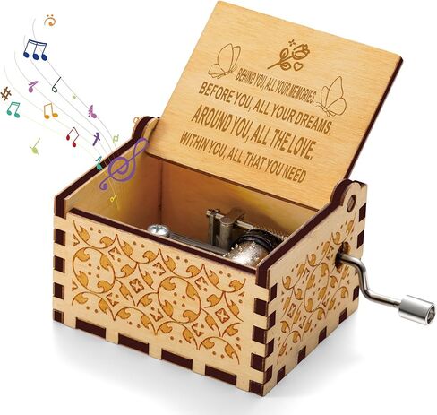 هدايا ملهمة للنساء، هدايا تقدير الصداقة في عيد الأم وعيد الميلاد والتخرج، فكرة هدية فريدة من نوعها لصندوق الموسيقى الخشبي المنقوش لأفضل صديق لها in Kuwait