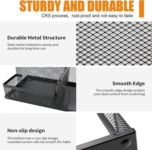 Pen Holder for Desk, Desk Organizers Set-3 Compartments Mesh Pencil Holder with Pencil Pen Cup and Paper Clip holder, Desk Accessories for Marker Craft, Ideal Office School Supplies(3 pack, Black) in Saudi Arabia