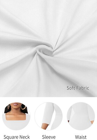Nmoder Midi Dresses for Women A-Line Fit and Flare Dress 3/4 Sleeve Work Square Neck Cocktail Wedding Dress with Pockets in Saudi Arabia