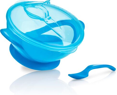 Nuby Suction Bowl with Spoon and Lid, Blue in Saudi Arabia