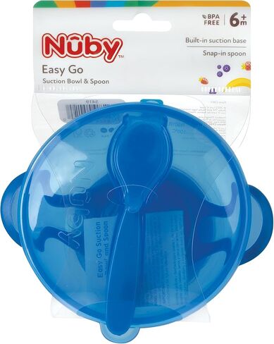 Nuby Suction Bowl with Spoon and Lid, Blue in Saudi Arabia
