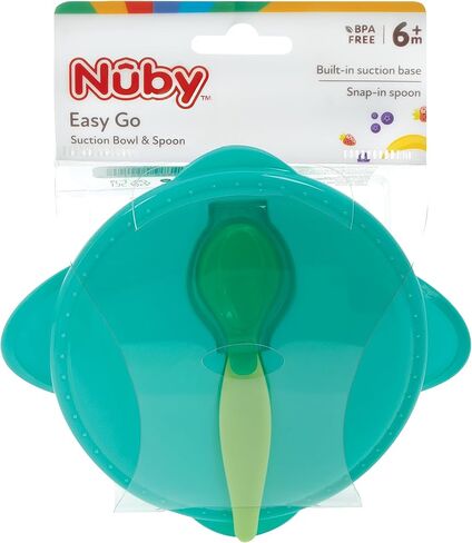 Nuby Suction Bowl with Spoon and Lid, Blue in Saudi Arabia