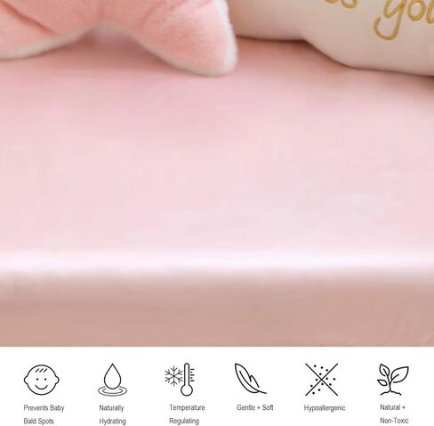 طقم ملاءات سرير للأطفال من PROMEED 22 Momme Silk مع ملاءة سرير مناسبة وغطاء وسادة حريري، طقم ملاءات سرير من قطعتين من الحرير الفاخر المعتمد من Oeko-Tex للطفل الصبي/الفتاة (أبيض، سرير أطفال) in Kuwait