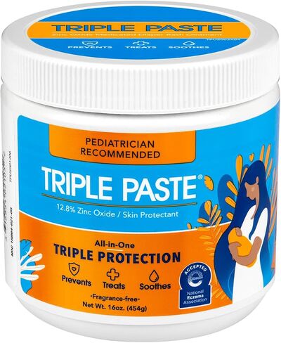 Triple Paste Diaper Rash Cream for Baby - 8 Oz Tub & 3 Oz Tube At Home & On the Go Bundle - Zinc Oxide Ointment Treats, Soothes and Prevents Diaper Rash in Saudi Arabia