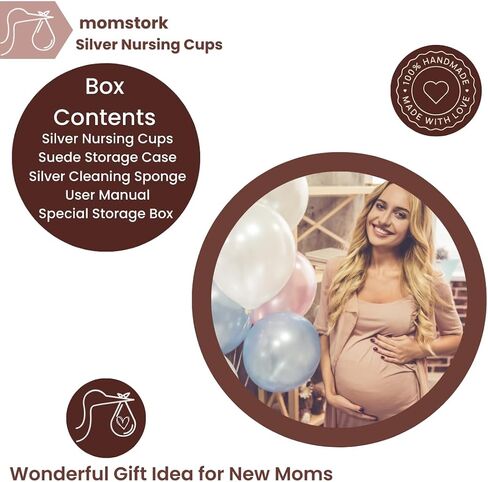 The Original Silver Nursing Cups - Nipple Shields for Nursing Newborn for Sore Cracked Breastfeeding Nipples - 925 Healing Cups Soothe,Relief,Protect and Care with Suede Storage Case (X-Large) in Saudi Arabia