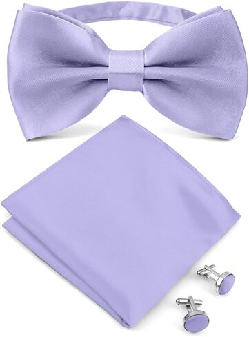 Bow Ties for Men,Pre-Tied Bow Tie Pocket Square and Cufflinks Set with Delicate Box in Saudi Arabia