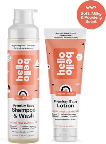 Hello Bello Ultra-Hydrating Baby Shampoo & Body Wash, Fragrance-Free, Tear Free & Safe for Sensitive Skin, Dermatologist Tested & Pediatrician Approved, 10oz Bottle in Saudi Arabia