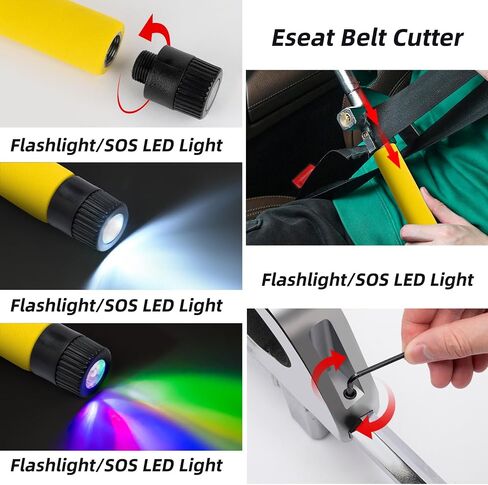 قفل عجلة القيادة 4 في 1 مع مصباح يدوي/إضاءة LED SOS، قاطع حزام الأمان، مطرقة الهروب، مفتاحين قفل توجيه قابل للسحب، قفل مضاد للسرقة للسيارة، عالمي للسيارات/الشاحنة/سيارات الدفع الرباعي/الشاحنة الصفراء in Saudi Arabia