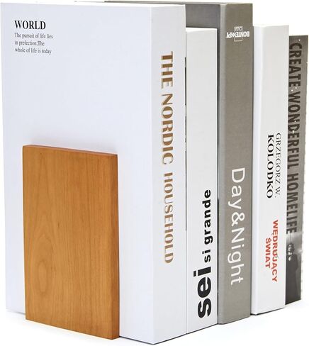 Wood Decorative Bookends,Non-Skid Bookend for Shelves,Heavy Duty Bookends,Book Stand for Books/CDs,1 Pair (Cherry Master) in Saudi Arabia