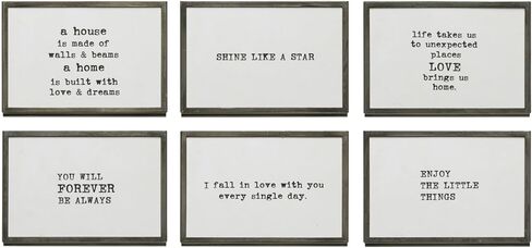 Creative Co-Op Metal and Glass Table Frames with Inspirational Quotes, Grey, Set of 6 in Saudi Arabia