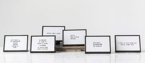 Creative Co-Op Metal and Glass Table Frames with Inspirational Quotes, Grey, Set of 6 in Saudi Arabia
