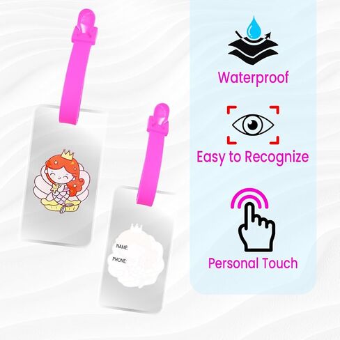 Writable Writable Transparent Bag Luggage Tags, PVC Luggage Labels for Suitcases with Name Address Phone Number Labels Travel Tag for Baggage Identity ID Labels for Trolley, Suitcase (Mermaid) in Saudi Arabia