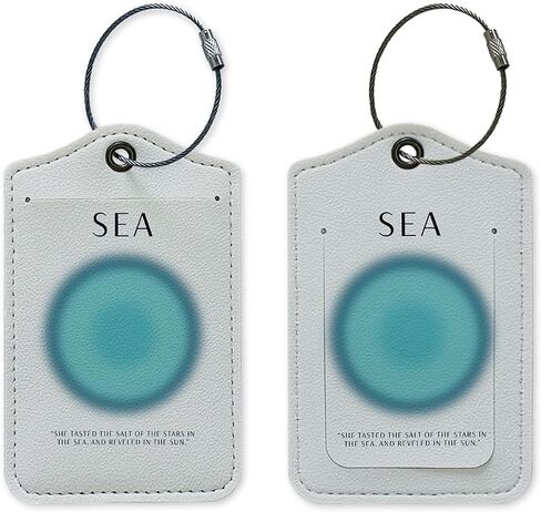 Beach Luggage Tag, Trendy Sea Aura Luggage Tags for Suitcases, Beach Vacation Gifts, Beach Lover Gifts, Privacy Protection PU Leather Travel Name Tags Identifiers for Luggage in Saudi Arabia