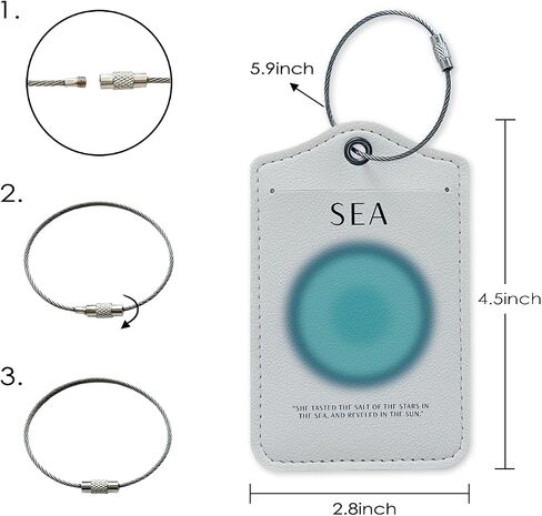 Beach Luggage Tag, Trendy Sea Aura Luggage Tags for Suitcases, Beach Vacation Gifts, Beach Lover Gifts, Privacy Protection PU Leather Travel Name Tags Identifiers for Luggage in Saudi Arabia
