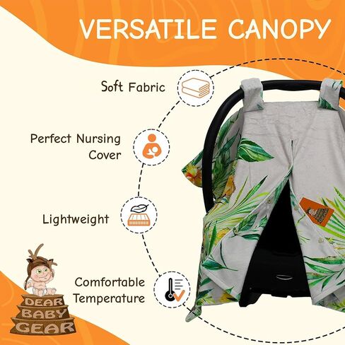 Dear Baby Gear Car Seat Canopy - Premium Infant Car Seat Cover - Maximum Protection/Style - Breathable Car Seat Canopy for Boys - Watercolor Elephant Safari Jungle Print/Custom Print - 40"x30" in Kuwait