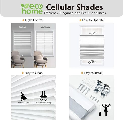 DEZ FURNISHINGS Cordless 1.5" Light Filtering Top Down Bottom Up Cellular Shade, 35" W x 84" H, White in Saudi Arabia