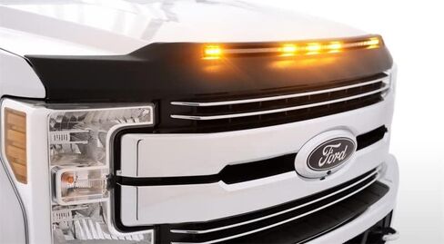 غطاء فتحة التهوية التلقائي [AVS] واقي غطاء محرك السيارة Aeroskin Lightshield | يناسب 2017 - 2022 فورد F-250، F-350، F-450، F-550 سوبر ديوتي - أسود | 753135 in Saudi Arabia